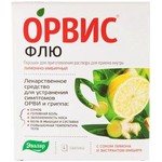 ОРВИС Флю, порошок для приготовления раствора для приема внутрь 500 мг+25 мг+200 мг 4.950 г 4 шт лимон имбирь