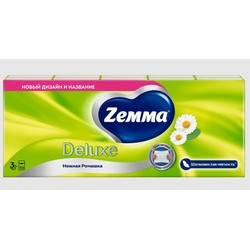 Платки носовые одноразовые Zemma делюкс бумажные трехслойные ароматизированные нежная ромашка 10х10 шт.