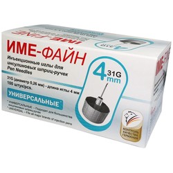 Иглы медицинские инъекционные одноразовые IME-Fine для инсулиновых шприц-ручек универсальные р. 0.26ммх4мм 31G 100 шт.