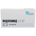 Индапамид, таблетки покрытые пленочной оболочкой 2.5 мг 90 шт