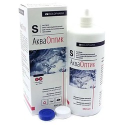 Раствор для ухода за контактными линзами АкваОптик многофункциональный + контейнер для линз 450 мл