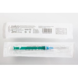 Шприц одноразовый Pakro трехкомпонентный с иглой р. 0.6ммх30мм 23Gx1 1/4