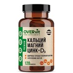 Магний + Кальций + Цинк + Витамин D3, OVERvit (ОВЕРвит) капсулы 120 шт БАД
