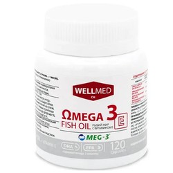 Омега-3 Фиш ойл + Е Рыбий жир с витамином Е Wellmed ch 120 шт. капс. 260 мг