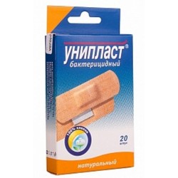 Лейкопластырь бактерицидный Унипласт плюс натуральный на тканевой основе р. 1.9смх7.2см 20 шт.