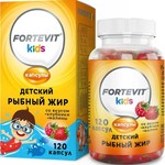 Фортевит кидс рыбный жир, капсулы 120 шт БАД к пище малина клубника