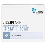 Лозартан Н, таблетки покрытые пленочной оболочкой 12.5 мг+100 мг 30 шт