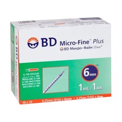 Шприц инсулиновый Micro-Fine Plus u-100 р. 0.25ммх6мм 31G 10 шт. 1 мл