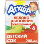 Сок, Агуша 200 мл яблоко шиповник без сахара с 5 мес
