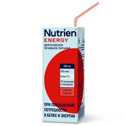 Смесь для энтерального питания жидкая Nutrien Энергия готовый к употреблению стерилизованный 200 мл клубника тетрапак