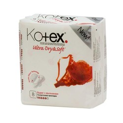Прокладки женские Kotex ультра драй энд софт супер с крылышками 8 шт.