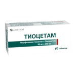 Тиоцетам, таблетки покрытые пленочной оболочкой 50 мг+200 мг 60 шт