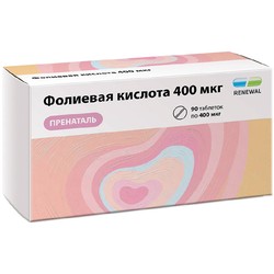 Фолиевая кислота 400 мкг пренаталь Renewal БАД к пище 90 шт. табл. 100 мг