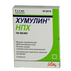 Хумулин НПХ сусп. для п/к введ. 100 МЕ/мл 3 мл 5 шт.