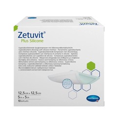 Повязка стерильная суперабсорбирующая Zetuvit плюс силикон самоклеящаяся р. 12.5смх12.5см 10 шт.