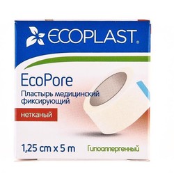 Пластырь медицинский фиксирующий Ecoplast Экопор нетканый р. 1.25смх5м