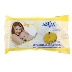Салфетки влажные детские 48 шт. AMRA Бэби освежающие ромашка и пантенол