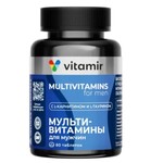 Мультивитамины для мужчин, Vitamir (Витамир) таблетки покрытые оболочкой 900 мг 60 шт БАД с L-карнитином и L-таурином банка