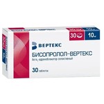 Бисопролол-Вертекс, таблетки покрытые пленочной оболочкой 10 мг 30 шт