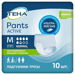Подгузники-трусы для взрослых Tena пэнтс актив нормал р. M (80-105 см) 10 шт.