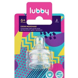 Соска силиконовая 1 шт. Lubby X-образное отверстие блистер